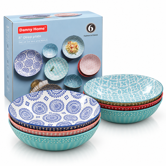 Danny Home Bohemian Design Pasta Bowls 6pcs 20.4cm