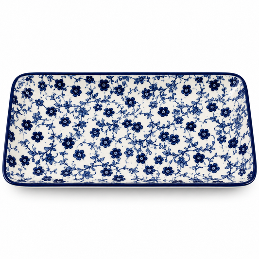Danny Home Blue Flower 9-Inch Ceramic Rectangular Plate