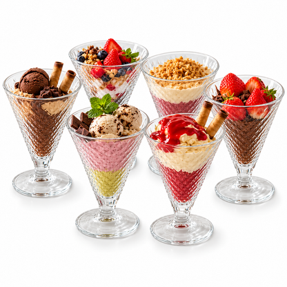 Danny Home 6-Piece Crystal-Cut Glass Dessert Cup Set