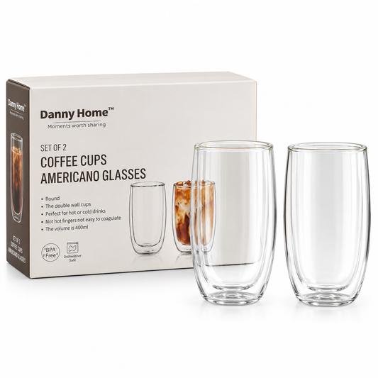 Danny Home Double Walled Americano Glasses 400ml - 2Pcs Set