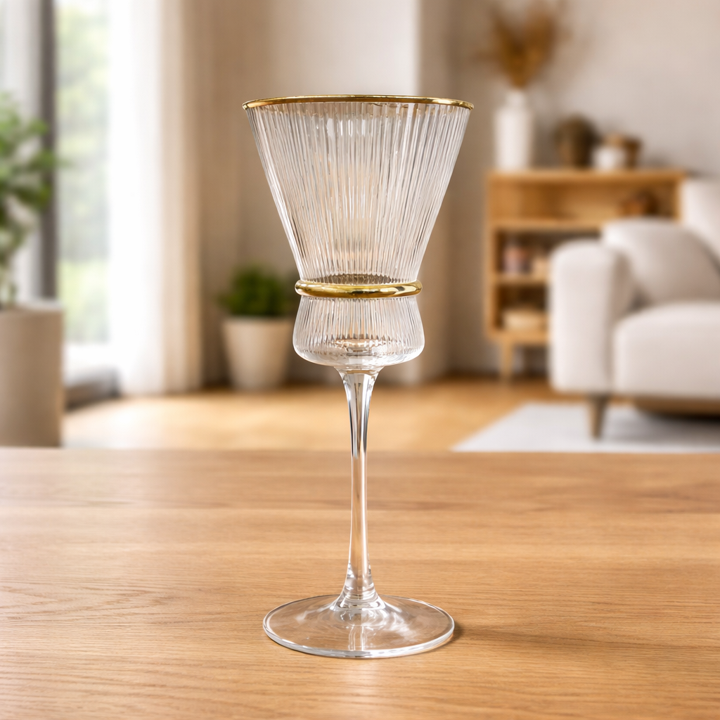 Crystal Golden Champagne Goblets - Set of 6