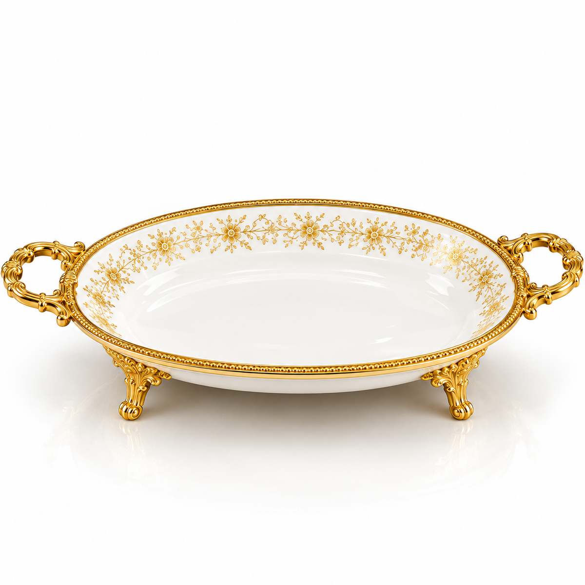 Brilliant Royal Gold Oblong Deep Serving Tray – 42x21x6cm