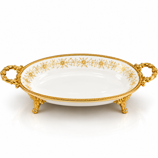 Brilliant Royal Gold Oblong Deep Serving Tray – 42x21x6cm