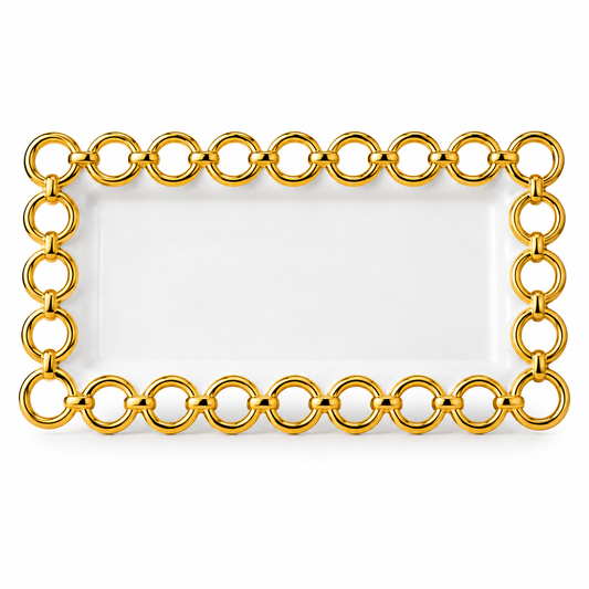 Brilliant Golden Circle Luxe 15" Rectangular Ceramic Plate