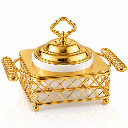 Brilliant Round Bowl with Metal Stand