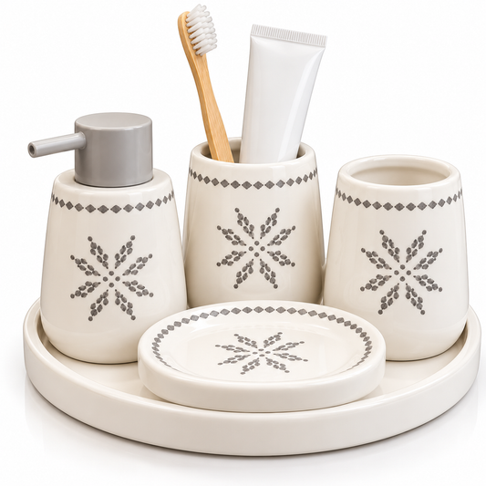 Brilliant Luxury White Star Bathroom Tray Set