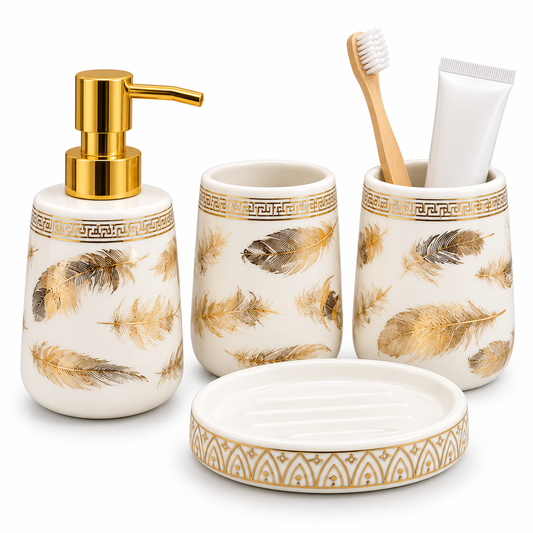 Brilliant Luxury Gold Leaf Bathroom Accessory Set