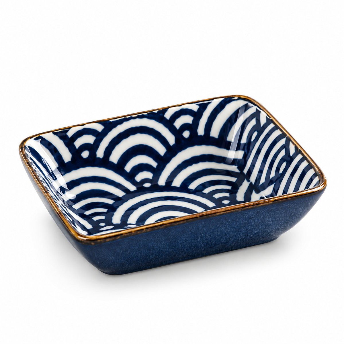Danny Home Premium 3.75" Rectangular Ceramic Dish – Blue Pattern Serving Dish