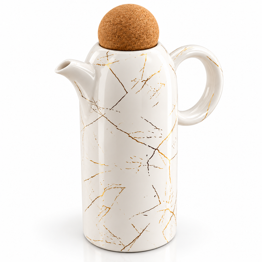 Marble Design Ceramic Oil Jug with Cork Lid