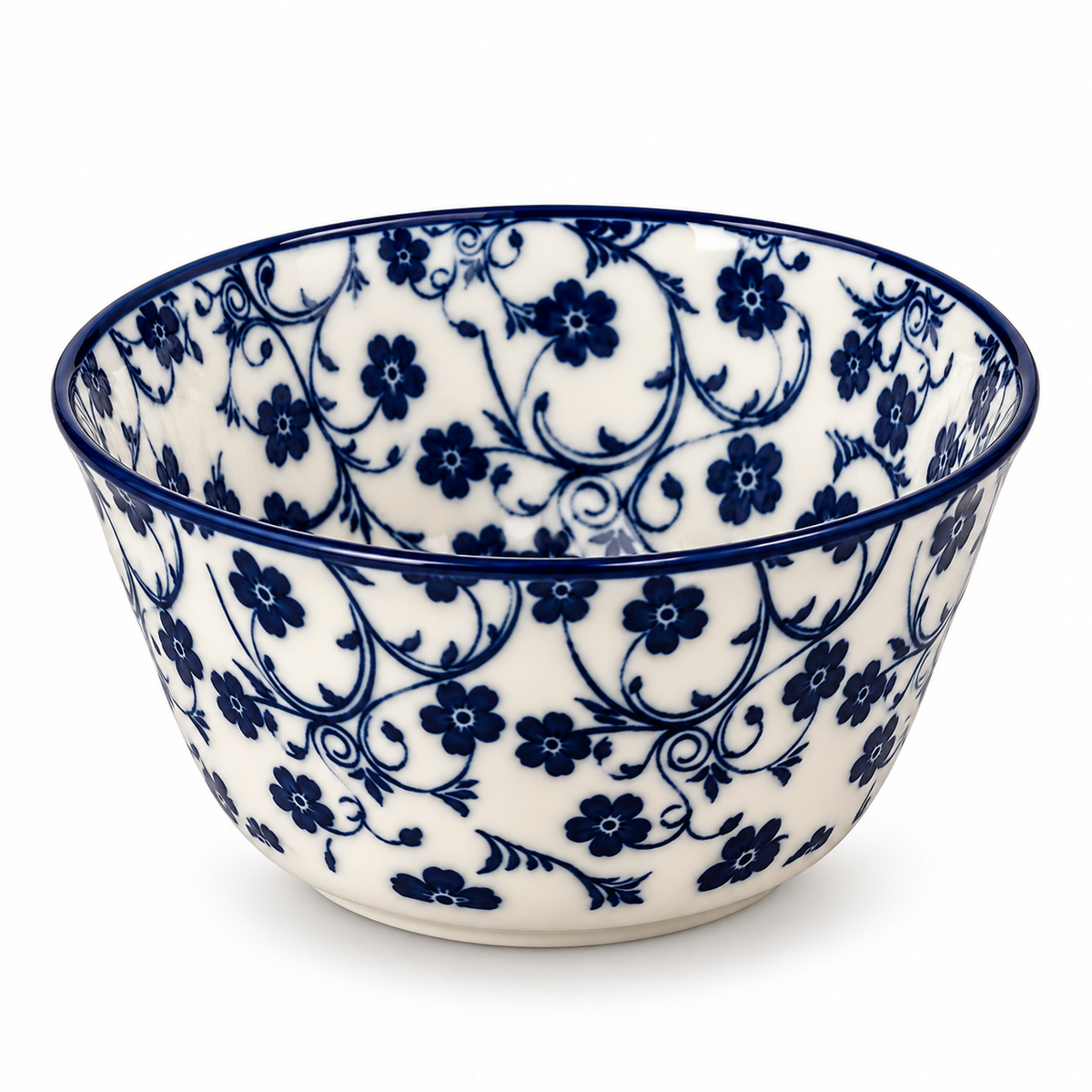 Danny Home Blue Flower 3.75-Inch Ceramic Bowl