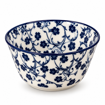 Danny Home Blue Flower 3.75-Inch Ceramic Bowl