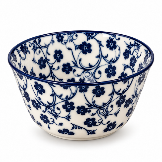 Danny Home Blue Flower 3.75-Inch Ceramic Bowl