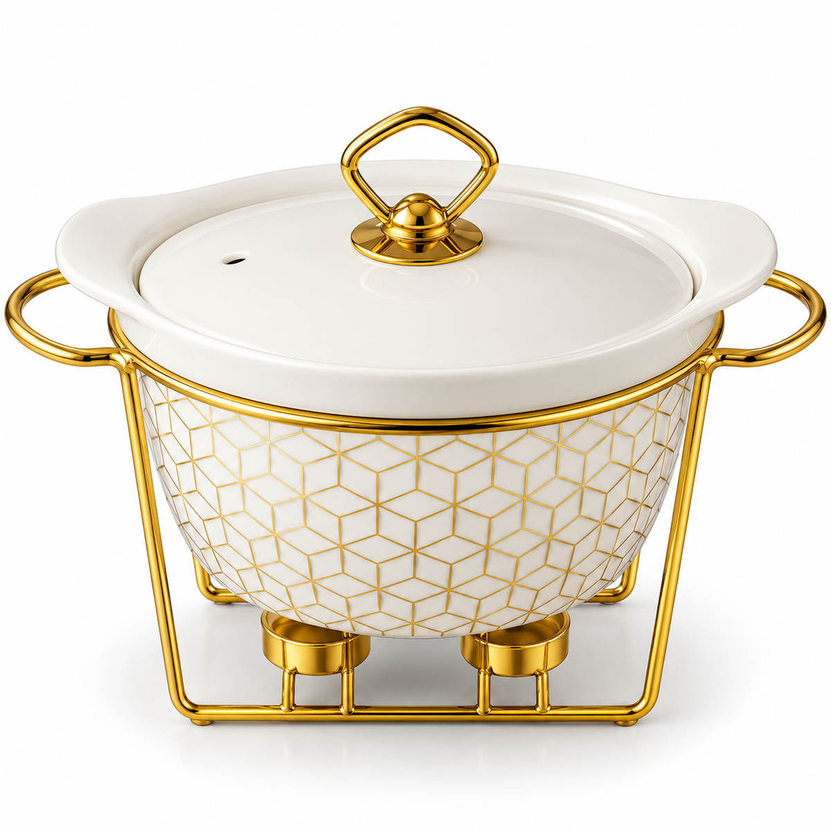 Brilliant Royal Bloom 3.5L Deep Round Ceramic Casserole with Metal Stand