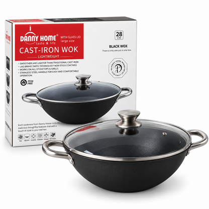 Danny Home Cast-Iron Non-Stick Wok 37.5cm