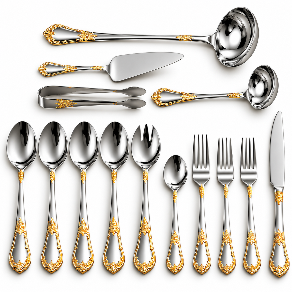 Royal Gold Filigree 72-Piece Stainless Steel Cutlery Set