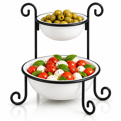 Danny Home 2-Tier Serving Bowl Stand Set