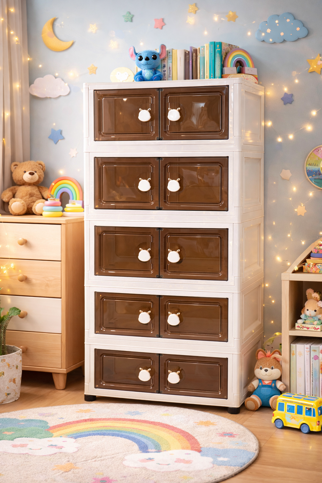 Luxury Kids Multi-Layer Storage Cabinet with Display Doors & Drawers - Model 3