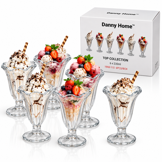 Danny Home Glass Sundae Dessert Cup Set – 230ml (6 Pcs)