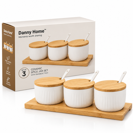 Danny Home Bamboo Tray & Ceramic Pastry Bowls