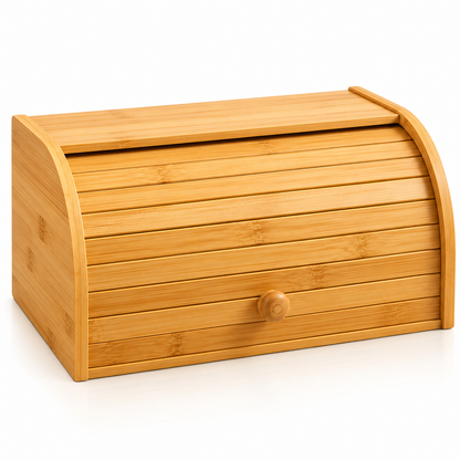 Premium Wooden Roll-Top Bread Box