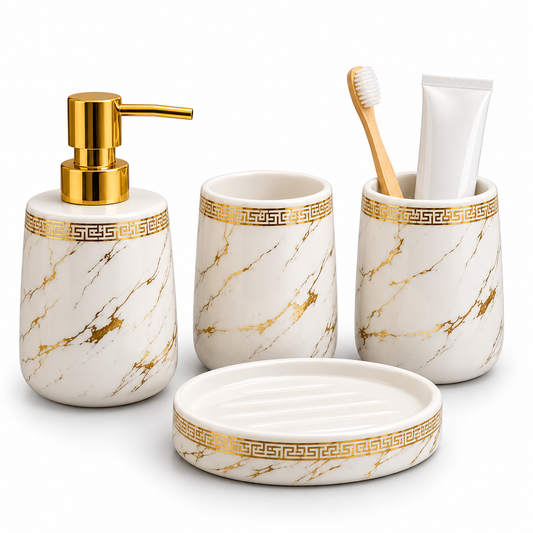 Brilliant Luxury White Marble Bathroom Accessory Set