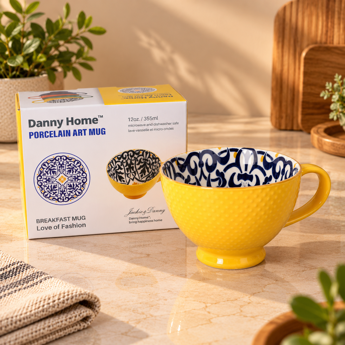 Danny Home 355ml Porcelain Art Mug – Yellow