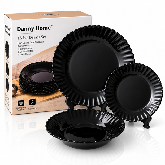 Danny Home 18 Pcs Midnight Black Dinner Set