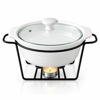 Brilliant Round Ceramic Burner Dish with Metal Stand