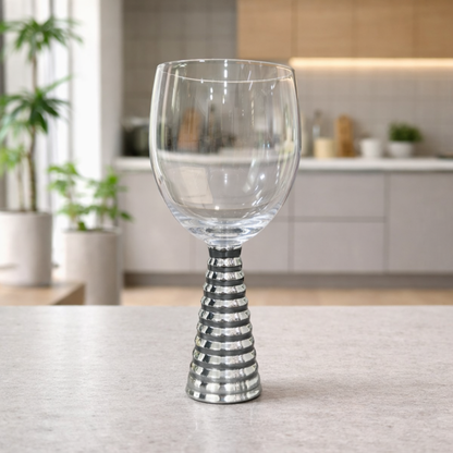 Screw Champagne Goblets Glass - Silver - Set of 6
