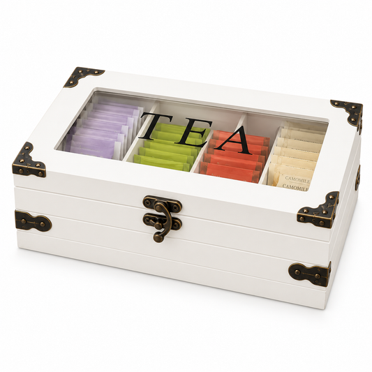 Vintage Wooden Tea Bag Organizer Box
