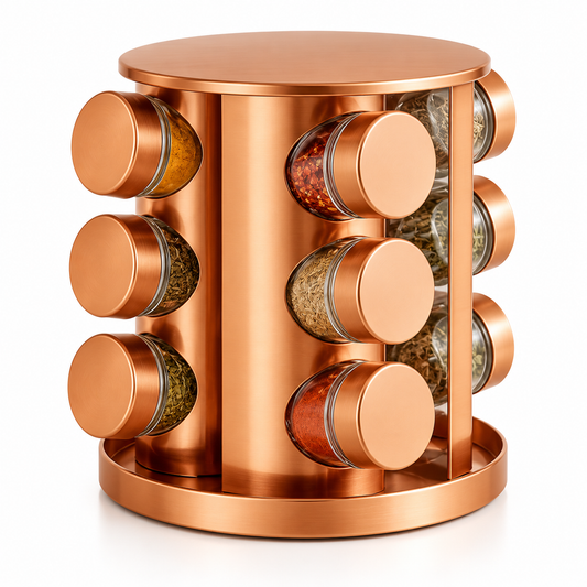 Metal Brass Modern Revolving Spice Organizer (12 Pc.)