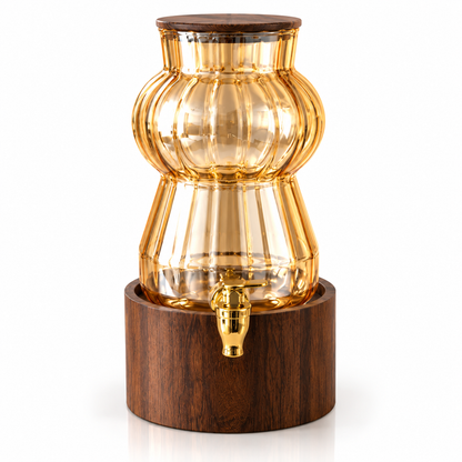 3.2L Glass Beverage Dispenser with Wooden Base (Gold)