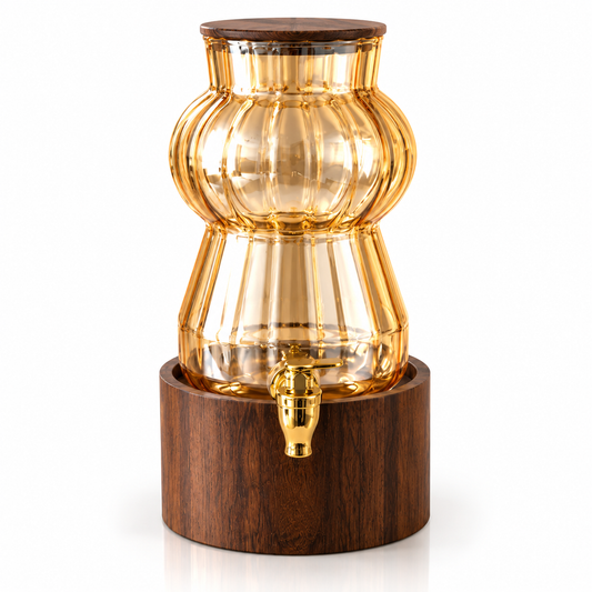 3.2L Glass Beverage Dispenser with Wooden Base (Gold)