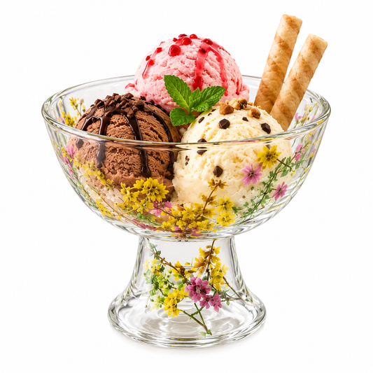 Double Wall Floral Glass Bowl