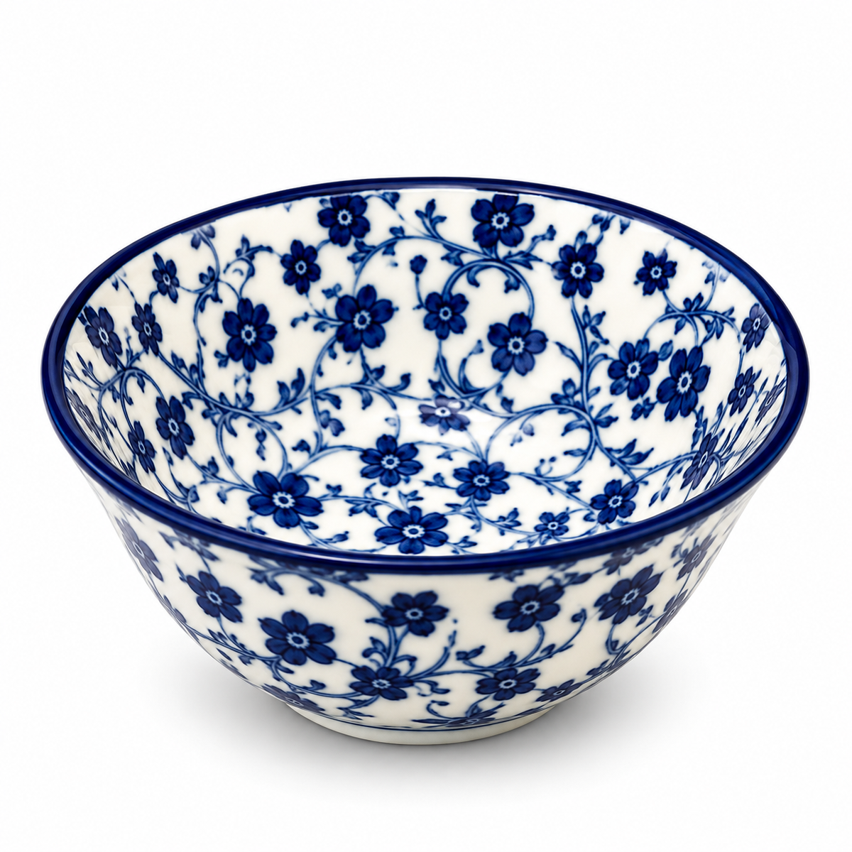 Danny Home Blue Flower 3.75-Inch Ceramic Bowl
