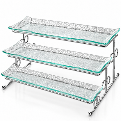 Danny Home 3-Tier Glass Serving Tray