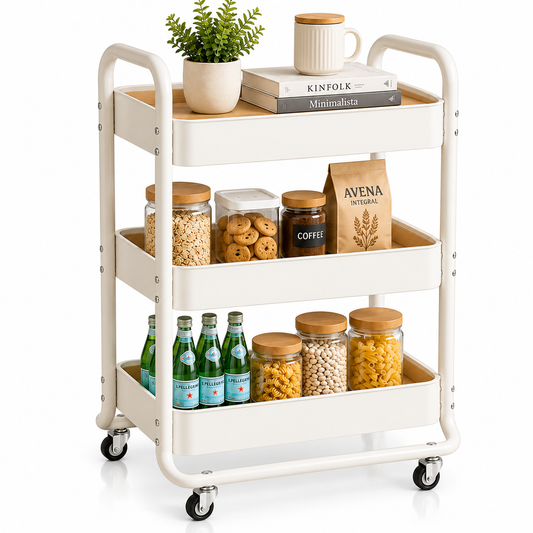Danny Home 3-Tier Storage Trolley – Cream