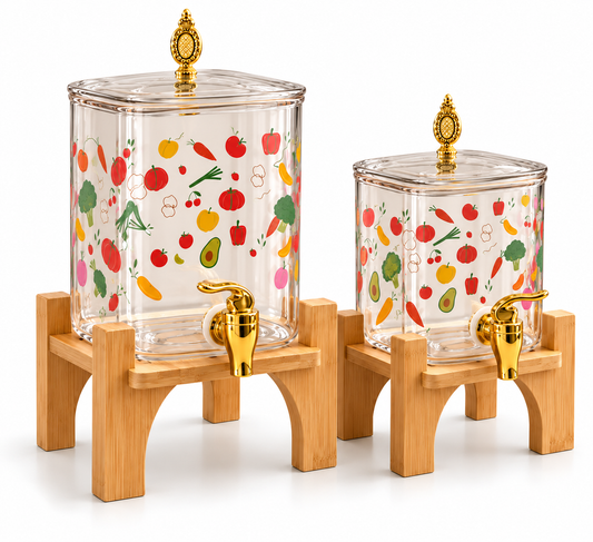Clear Fruit Print Beverage Dispenser