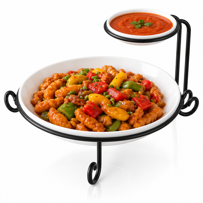 Brilliant 2-Tier Serving Plate with Dip Bowl