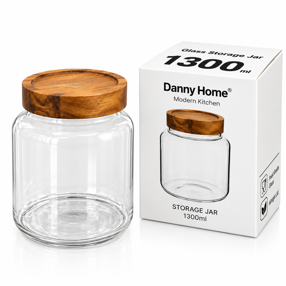 Danny Home Glass Storage Jar – 1300ml