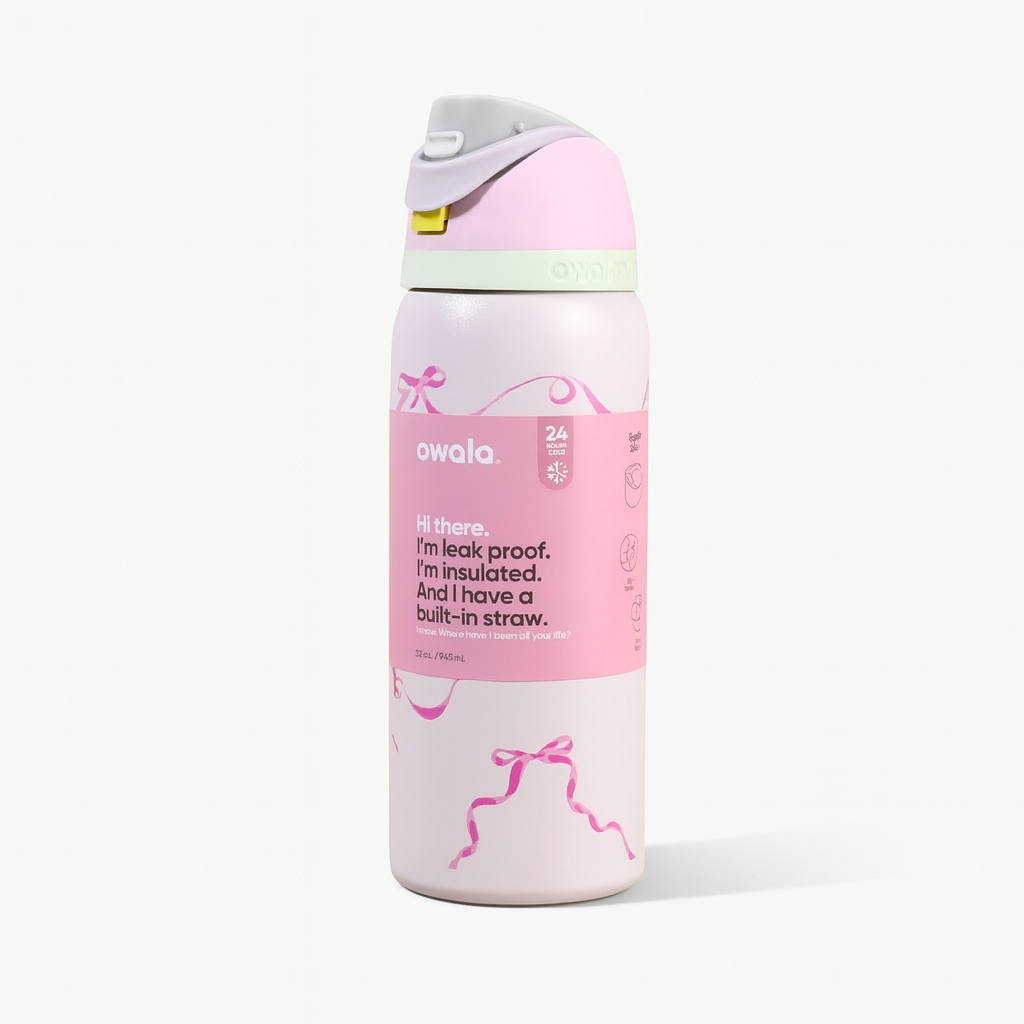 Owala UO Exclusive 32oz FreeSip Bow Water Bottle - Pink Bows