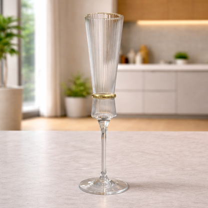 Crystal Golden Champagne Flutes - Set Of 6