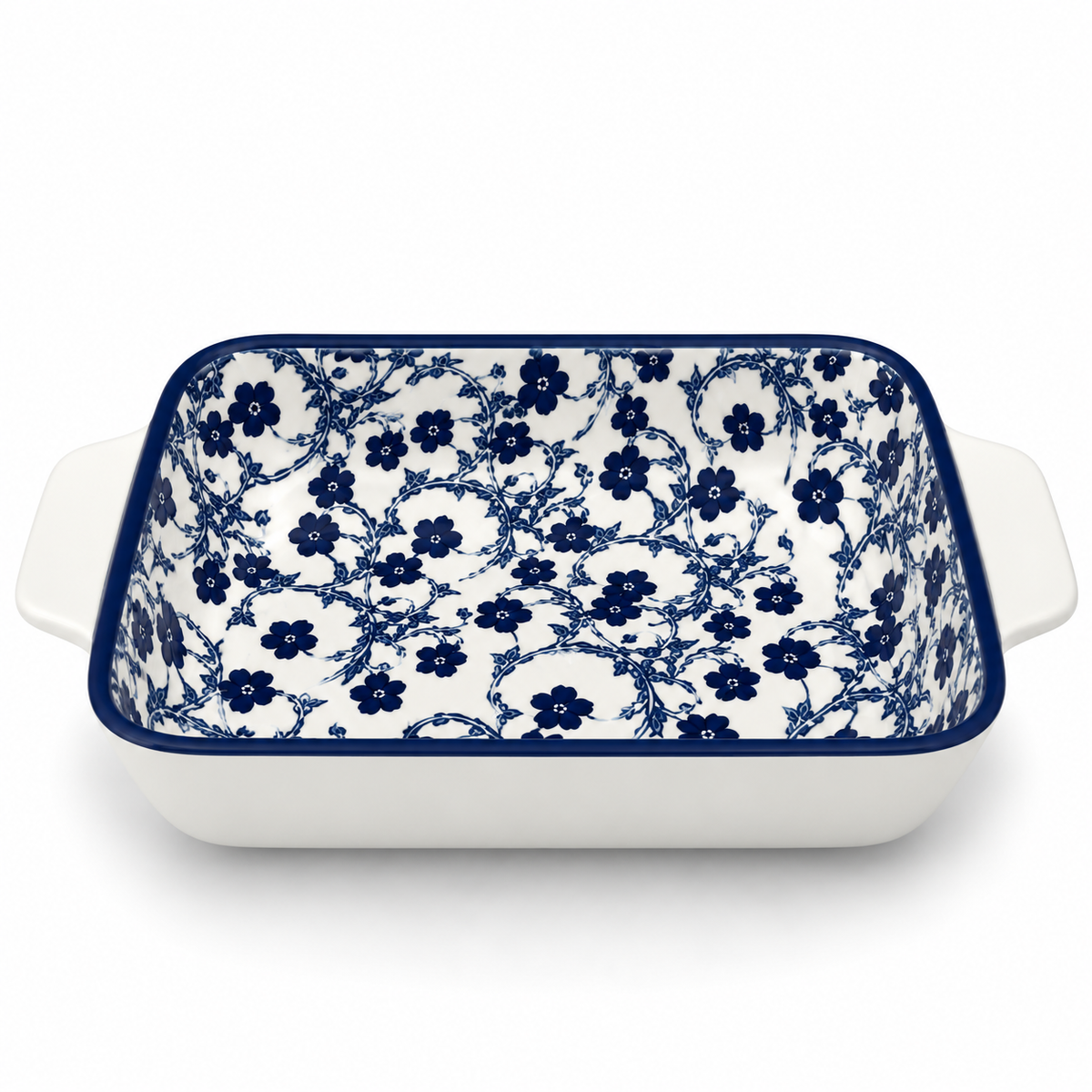 Danny Home Blue Flower 11-Inch Ceramic Casserole Dish