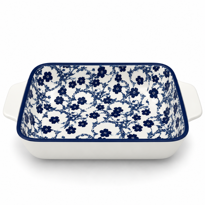 Danny Home Blue Flower 11-Inch Ceramic Casserole Dish