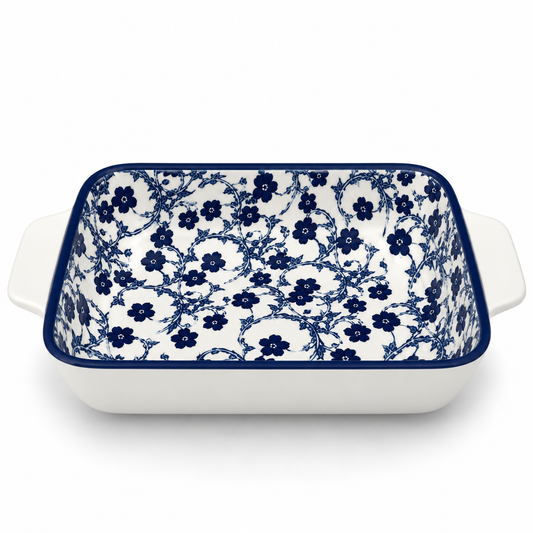 Danny Home Blue Flower 11-Inch Ceramic Casserole Dish