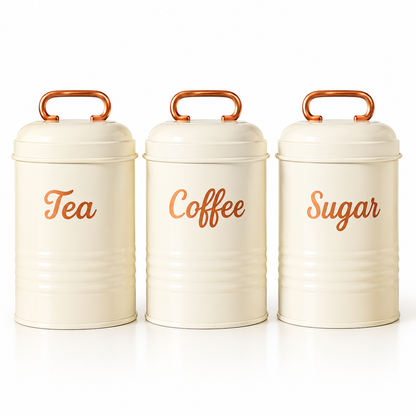 Vintage Metal Canister Set - Cream
