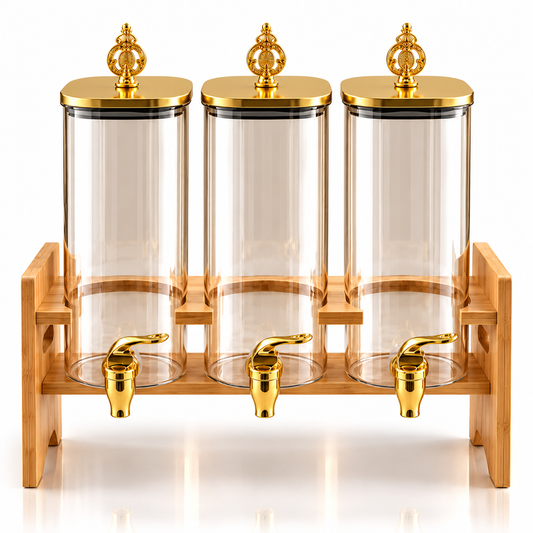 3-in-1 Glass Beverage Dispenser – 2.2L (Gold)