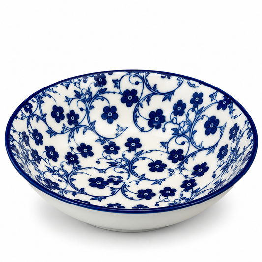 Danny Home Blue Flower 5.5-Inch Ceramic Deep Plate