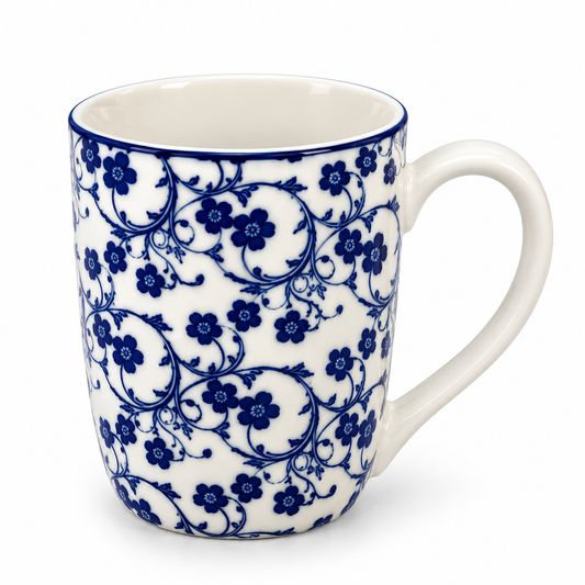 Danny Home Blue Flower 400ml Porcelain Mug (8.5 × 10.2 cm)