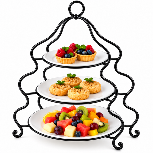 Brilliant 3-Tier Serving Stand with Ceramic Plates